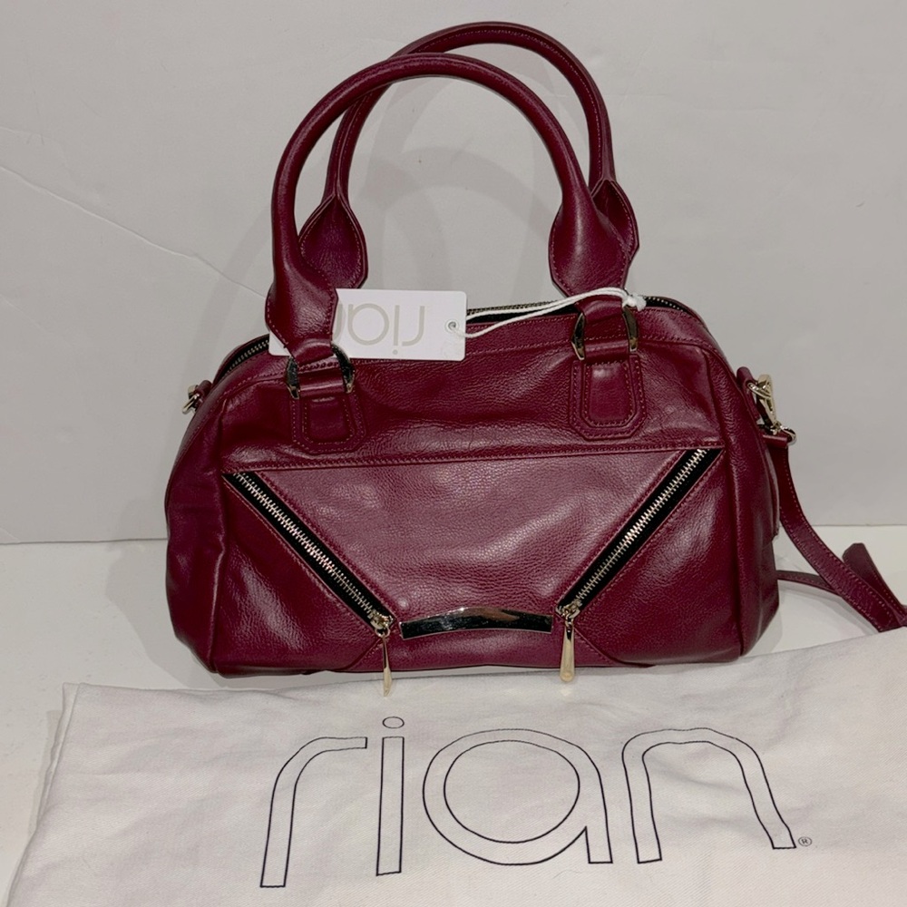 NWT RIAN Wine Leather Convertable Satchle